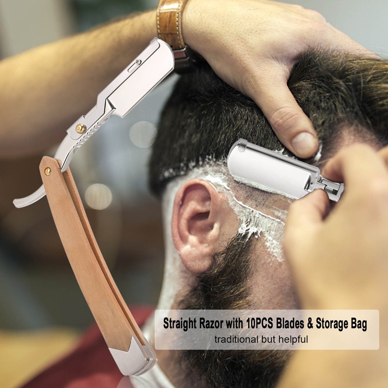 Straight Razor with 10PCS Blades & Storage Bag Shaving Razor
