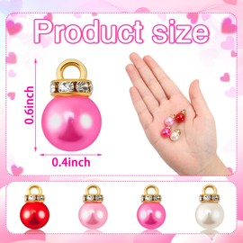Jansun 90PCS Valentine's Day Mini Balls Ornaments Imitation Pearl Pendants Miniature Xmas Tree Hanging Decorations Small Vintage Glitter Balls for Holiday Party Outdoor Indoor DIY Craft Decor Supplies