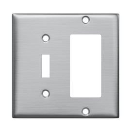 TayMac WSS-TR 2-Gang Stainless Steel Standard Toggle/Decorator Wall Plate WSS-TR, Outlet Cover Wall Plate with Screws, Light Switch Cover Plate for 2 Devices