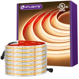 Outdoor COB LED Strip Lights Waterproof 2700K, 16.4ft IP67 24V Tape Light Warm White High Density, 2560 LEDs, 305 lm/ft, CRI 90+, Lighting for Backyard, Garden, UL Listed (Power Source Not Included)