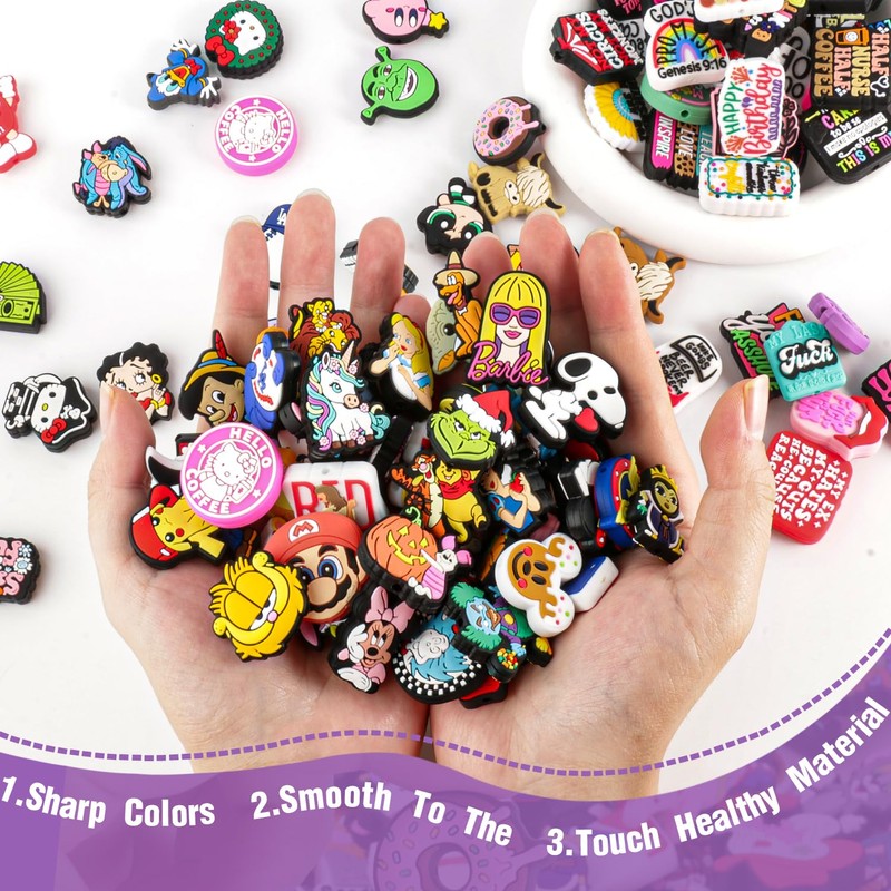 50Pcs Silicone Focal Beads for Pens, Random Cute Character Focal