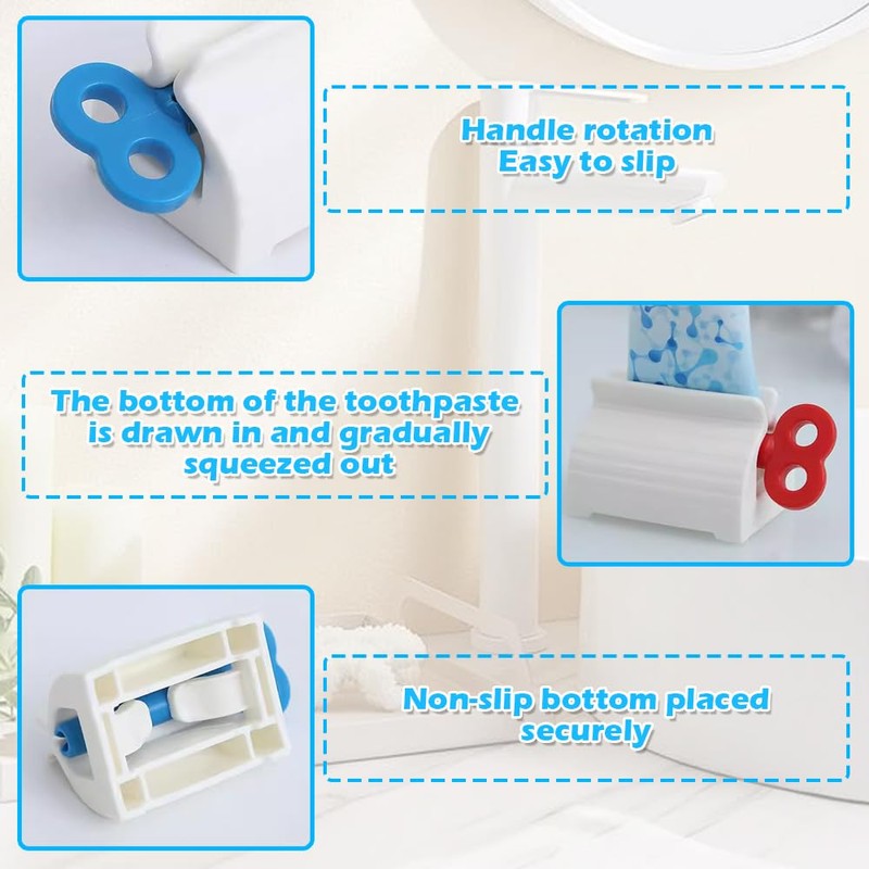 3 Pcs Plastic Toothpaste Tube Dispenser, Rolling Squeezer Stand for