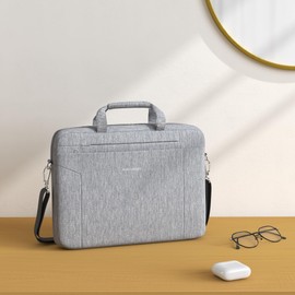 KROSER Laptop Bag 15.6 Inch Briefcase Shoulder Bag Water Repellent Laptop Bag Satchel Tablet Bussiness Carrying Handbag Laptop Sleeve for Women and Men-Grey