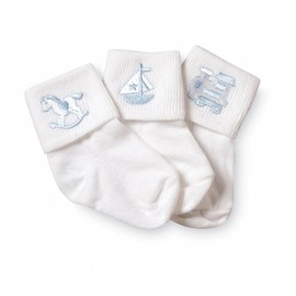 Jefferies Socks Baby Boy Collection Appliques, 3 Pack, White, 3-12 Months