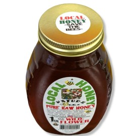 Naturz Beez RAW HONEY WILDFLOWER 1LB 454g 16oz 100% PURE LOCAL HONEY Glass Jar
