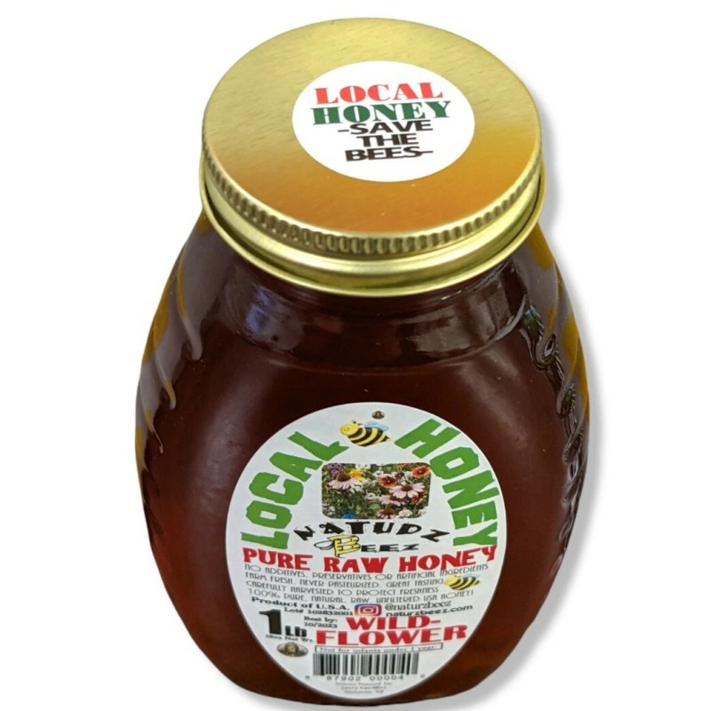 Naturz Beez RAW HONEY WILDFLOWER 1LB 454g 16oz 100% PURE