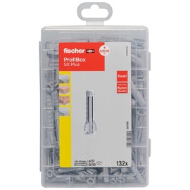 fischer Professional Box SX Plus Dowels, Dowel Box with 132 Expansion Dowels (60 Pieces 6 x 30, 60 Pieces 8 x 40, 12 Pieces 10 x 50), Practical Dowel Set for DIY & Professionals, without Screws