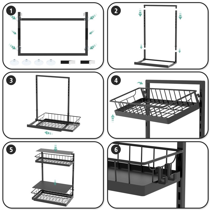 WOWBOX 2 Pack Under Sink Organizer 2 Tier Slide Out