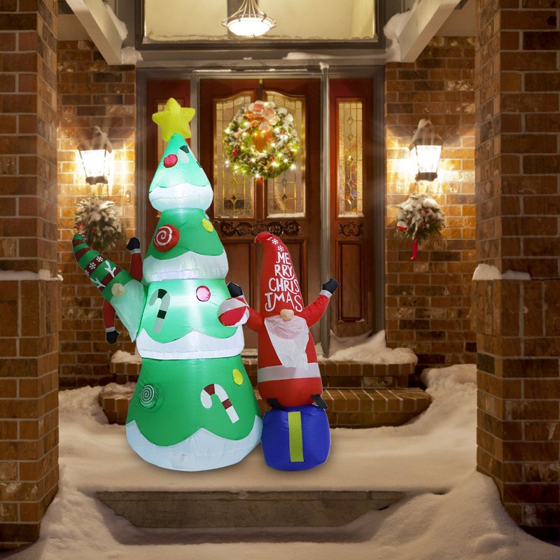 1.8m Dwarf and Christmas Tree Inflatable Decoration IP44 Christmas Outdoor