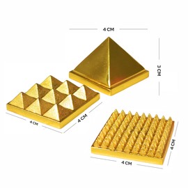 HOME GENIE 3 Layer Brass Pyramid for Vastu Correction, Positive Energy, and Home Décor – Handmade Spiritual Tool (3x3cm)