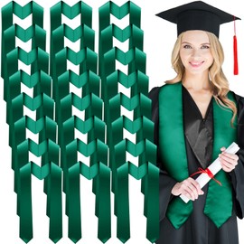 Geyoga 24 Pieces Unisex Graduation Stole Plain Graduation Sash Honor Stole for Students, 70 Inches(Green)