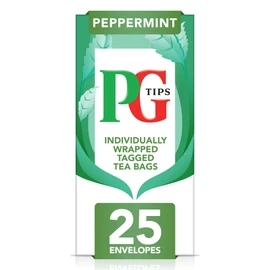 PG Tips Teabags Peppermint, Individually Wrapped Tea Bags, 25 Herbal Infusion Tea Bags Individually Wrapped, Refreshing & Minty Tea, Tea Bags Bulk Pack of 6 (Total 150 Teabags)