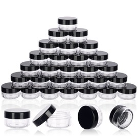 5 Gram Sample Containers with Lids, 50 Count 5ML Sample Jars, Empty Cosmetic Containers with Lids, Small Makeup Travel Containers for Glitter, Lotion, Cream, Beads, with Labels, Mini Spatulas