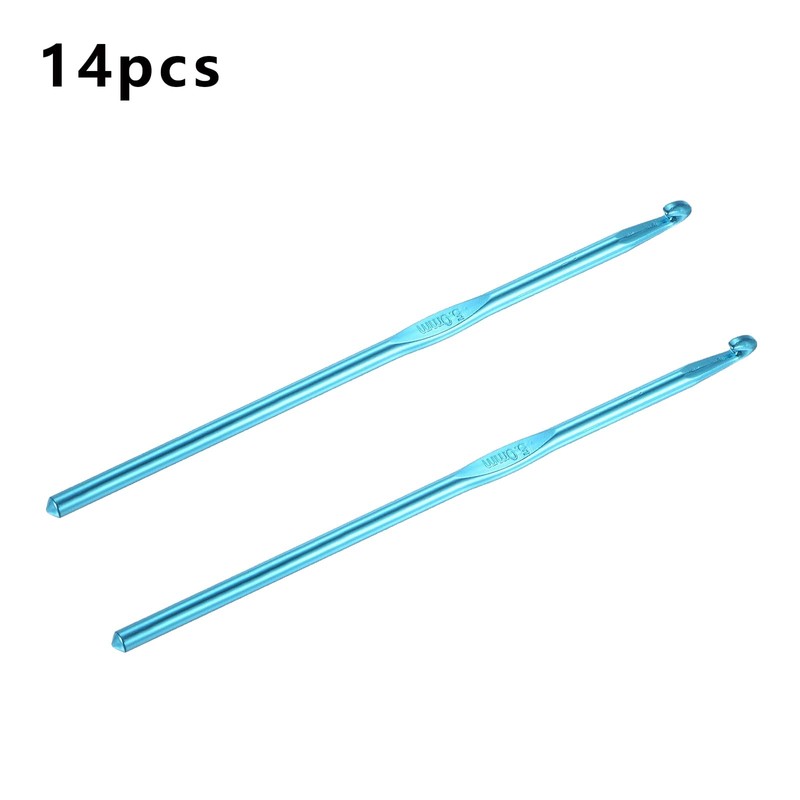 HEYLEAYAR 5MM Aluminum Crochet Hooks 14PCS,Crochet Needle US Size H(US