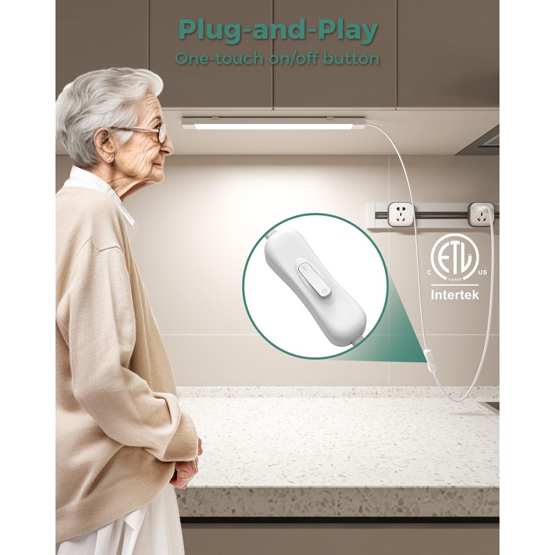 ASOKO 16 Inch Under Cabinet Lights,Plug and Play Under Counter