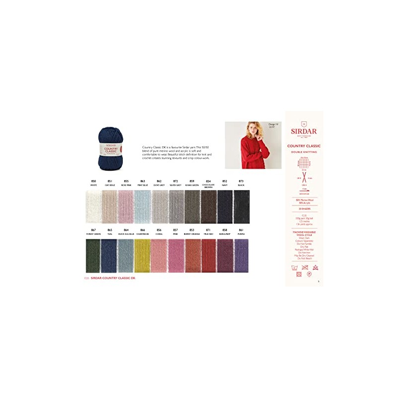 Sirdar Country Classic DK Double Knitting, Silver Grey (872), 50g