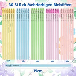 30 Stück Glücksstift Bleistifte mit Radiergummi, Du Schaffst Das Bleistift HB Set Glücksbringer Viel Glück Prüfung Geschenke für Schüler von Lehrern für Erwachsene, Lehrer Kollegen (Glucksstift)