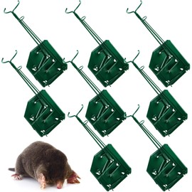 Qualirey 8 Pack Mole Gopher Trap Ground Galvanized and Oil Hardened Steel Animal Reusable Gopher Vole Traps for Outdoor Lawn Garden Yard Farm (Green)