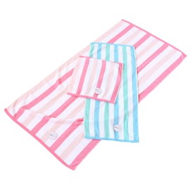 ［無撚糸ジャガード（ノーマルストライプ）］ フェイスタオル ブルー