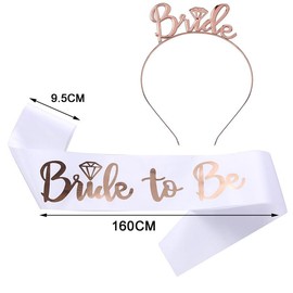 Bachelorette Party Decorations Sash Bride to Be Sash Headband Tiara Shoulder Length Veil Bachelorette Party Supplies Bridal Wedding Decoration Accessories(Rose Gold)