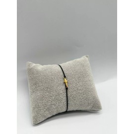 TRENDY Wholesale Lot of 12 Cross SS IP Gold Black String Adjustable Bracelet