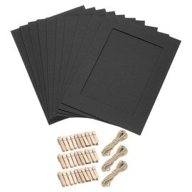 MECCANIXITY 30PCS Paper Photo Frames, 7 x 5 Inch Cardboard Picture Frames with Clips & Strings DIY Photo Hanging Display for Home Office Decor, Black