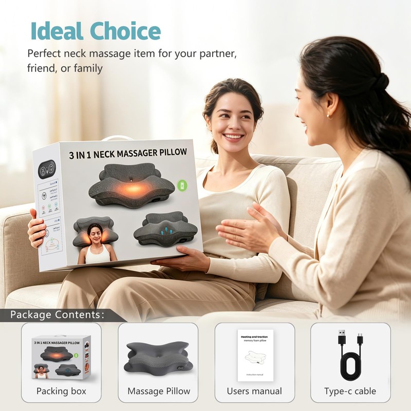 3-in-1 Cervical Neck Pillow for Neck Pain Relief with Heating