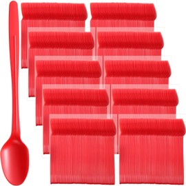 Potchen 1000 Pcs Extra Long Spoons for Ice Cream Floats Plastic Sundae Spoons Bulk 8 Inch Long Handle Spoon Heavy Duty for Ice Cream Milkshakes Tea Cocktails and Tall Ice Beverages (Red)
