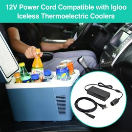 12V Power Adapter Cord for Igloo Iceless Thermoelectric Coolers, Compatible with Igloo Iceless Kool Mate Cool Chill Thermolectric Coolers,12V DC Converter Supply Charger Cord ﻿