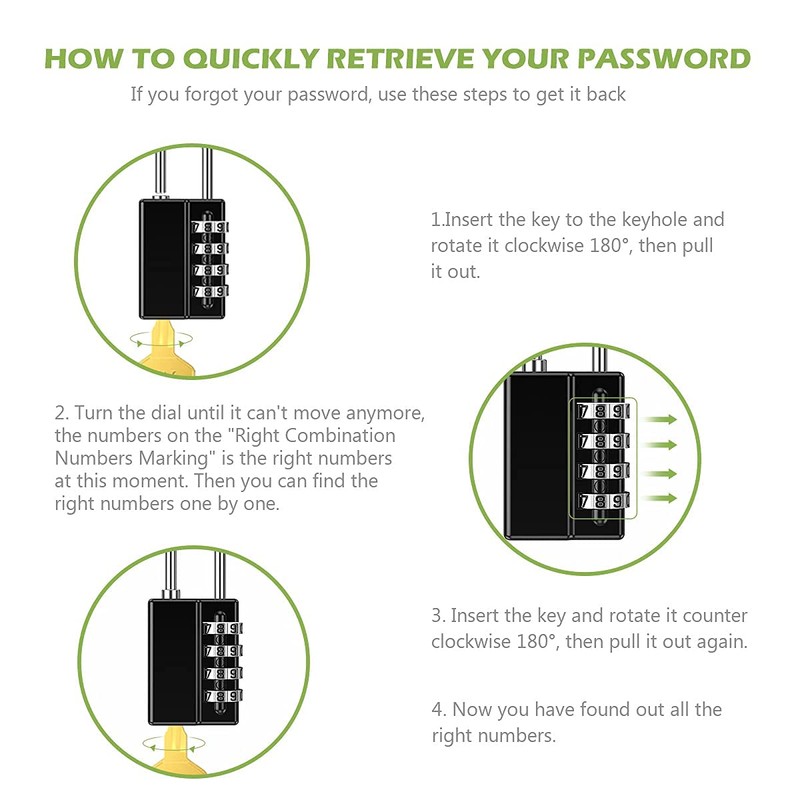 KeeKit Combination Padlock, 4 Digit Combination Lock with Keys, Resettable