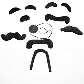 Fun Express 12 Fake Moustaches - Assorted Shapes & Sizes! Costume Fun Mustache
