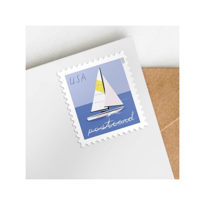 Sailboats Postcard Stamps (1 Roll (100 Stamps))