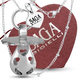 SAGA GIOIELLI® Engelsrufer Halskette, Schwangerschaftskette, klangvoller Schnuller, Stahlkette