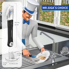 MR.SIGA Juego de Cepillo para Lavar Platos con dispensador detergente y Soporte Almacenamiento, Cepillo Cocina para Limpieza de ollas y fregaderos