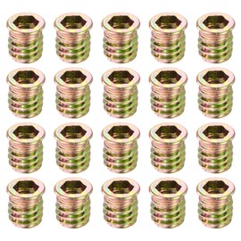 sourcing map 100Pcs Threaded Inserts, M8-1.25x15 Zinc Alloy Hex Socket Drive Screw-in Nut Threaded Inserts Furniture Bolt Fastener Connector for Wood Working Tool and Accessories