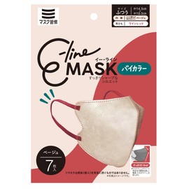 マスク習慣 E-lineマスクふつう ベージュ×ワインレッド 7枚×5袋