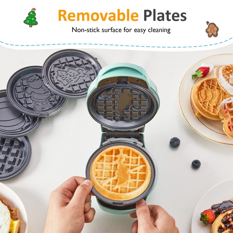SUNVIVIPRO 6 in 1 Mini Waffle Maker: 4” Waffle Iron