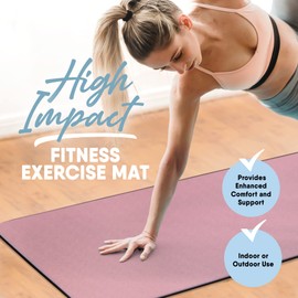 MICRODRY Deluxe Fitness Exercise Yoga Mat for Home & Gym, Extra Thick for High Impact Training, Multi Layered Skid Resistant Surface, Odor Neutralizing with Carrying Strap (Pink) | MICRODRY