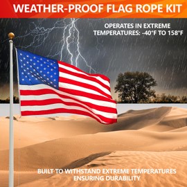 100Ft Flagpole Rope Kit, 5/16" Nylon Halyard with 4 Zinc Alloy Swivel Snap Hook, Heavy Duty and Weather Resistant Replacement FlagPole Accessories for Outdoor Flagpole and Other Utility Use White