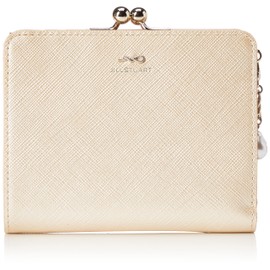 Jill Stuart Gloria JSLW3AS1 Cowhide Saffiano Leather Glittered Bifold Slim Wallet with Clasp, Thin, Compact, Simple, Original Charm Included, Women's, Stylish, Adult Cute, Platinum