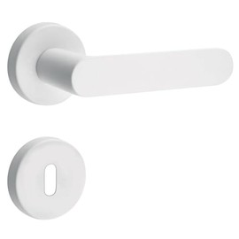 Gedotec Aluminium Handle Set | 1 Set | Door Fitting Matt White | PZ - Profile Cylinder | Shape | Door Fitting Including Mounting Material | Door Handle Set Rustproof | Door Handle Room Doors