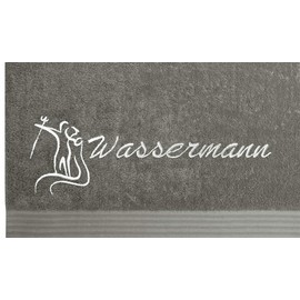 Lashuma Terry Towel Bath Towel Dark Grey with Aquarius Zodiac Sign Embroidered Linz Beach Towel 70 x 140 cm