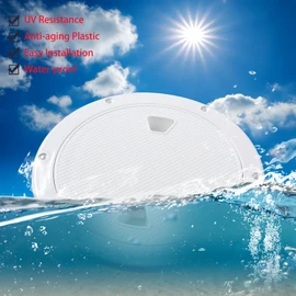 CROSSBODY 2 Pcs Boat 8" White Round Deck Plate Non Slip Inspection Hatch, Marine Access Port Hatch Cover with Screws, Detachable Water Tight Lid Cover for Marine Boat Yacht
