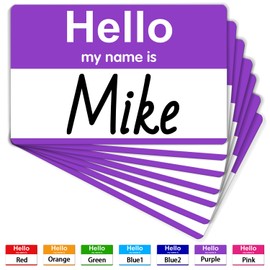200 Pcs Name Tags,Hello My Name is Stickers,Purple Name Tag Stickers, Adhesive Name Label for Office,Meeting,School,Teachers and Mailing(3.5" x 2.25")