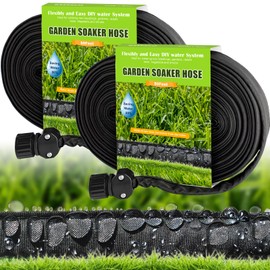 2024 Upgraded Flat Soaker Hose 100 FT for Garden Beds, 50 FT 2 Packs 3/4" Linkable Garden Drip Irrigation Hose Save Water 80%, Double Layer Soaker Hose Flexible Leakproof Kink Free Watering Hose