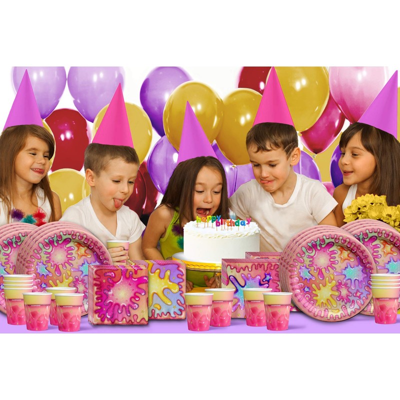 Girl Glitter Slime Making Birthday Party Supplies Set Plates Napkins