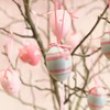 com-four® Easter Eggs in Bright Colours and Designs with Ribbon
