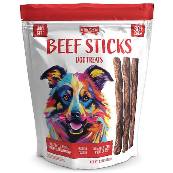 Irish Rover Beef Sticks Dog Treats, 30 Count, Net Weight