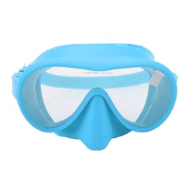 Scuba Diving Goggles Anti Fog Tempered Glass Snorkeling Dive Mask with Silicone Strap Foldable Panoramic View Swim Goggles Blue