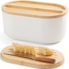 HouseJoy Bread Box for Kitchen Countertop-14.7×9.3×6.3In,Bamboo Fiber White Homemade Bread